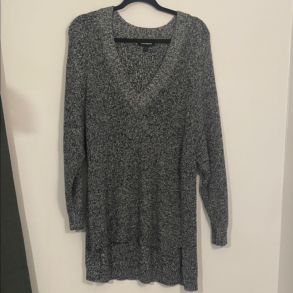 Express Gray V-Neck Sweater